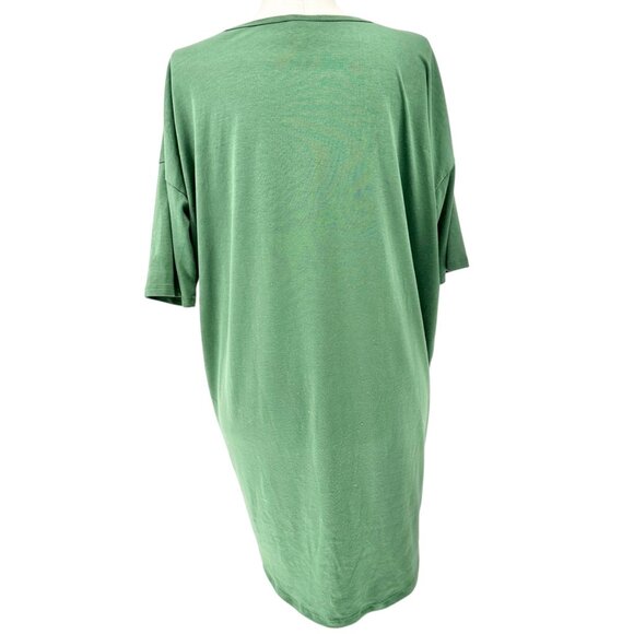 LuLaRoe Irma Top Womens L Green Relaxed Fit SS High-Low Hem Tunic Style Soft - Picture 2 of 9